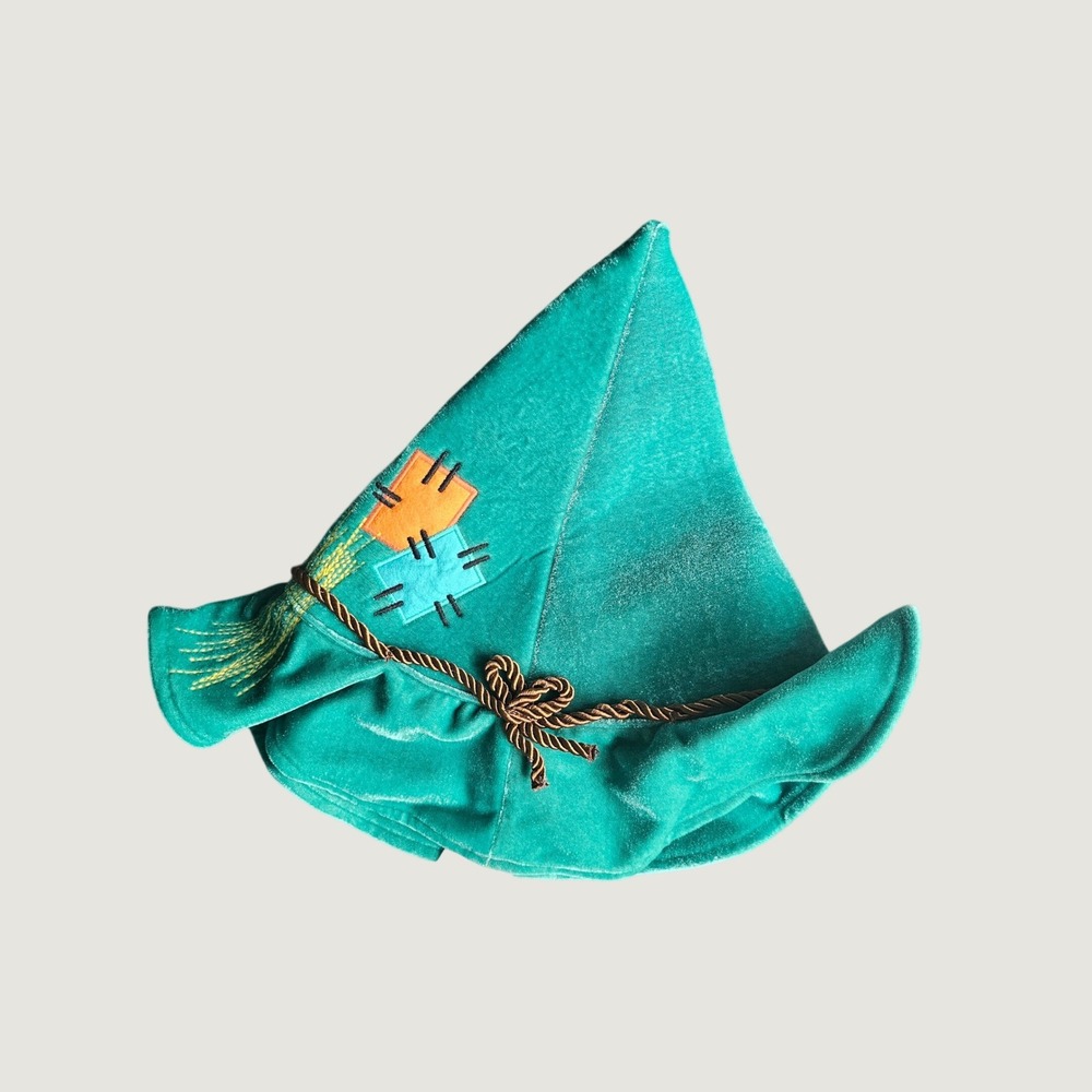 Disney Peter Pan Robin Hood Teal Velvet Pointed Hat Costume Accessory Patchwork